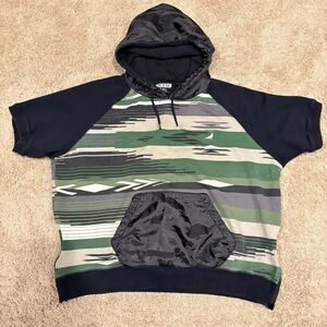 Staple Pigeon Green Black Tan Short Sleeve Sweatshirt Hoodie Mens Size 2XL